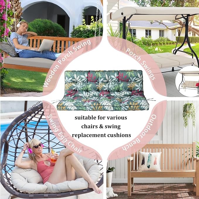 2-3 Seat Swing Replacement Cushion, Outdoor Bench Cushions - Image 7