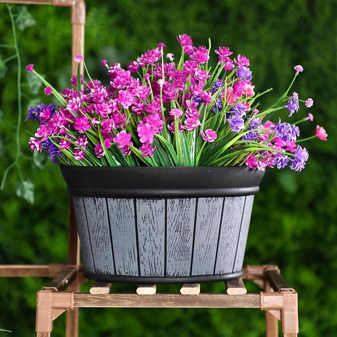 Layhit 6 Pcs Wall Hanging Planters Outdoor Pot Planter Wine Barrel Planter - Image 6