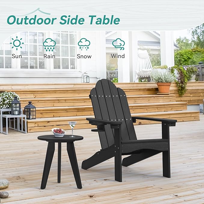 HDPS Outdoor Side Table, Small Round Side Table Weather-Resistant, Outdoor Side - Image 4