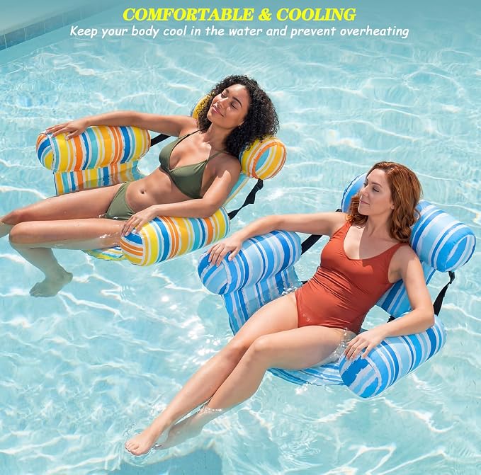 2 Pack Inflatable Pool Float for Adult Adjustable Hammock Float Chair Fabric - Image 4