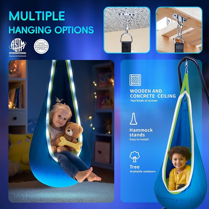 OUTREE Light Up Pod Swing Seat, Sensory Swing - Image 5