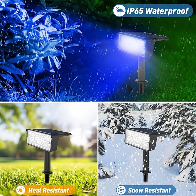 T-SUN Solar Spot Lights Outdoor, 4 Pack 49LED Landscape Spotlights, 2 Lighting - Image 3