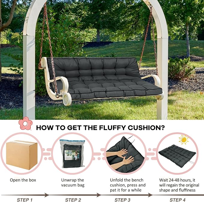 2-3 Seat Swing Replacement Cushion, Outdoor Bench Cushions - Image 6