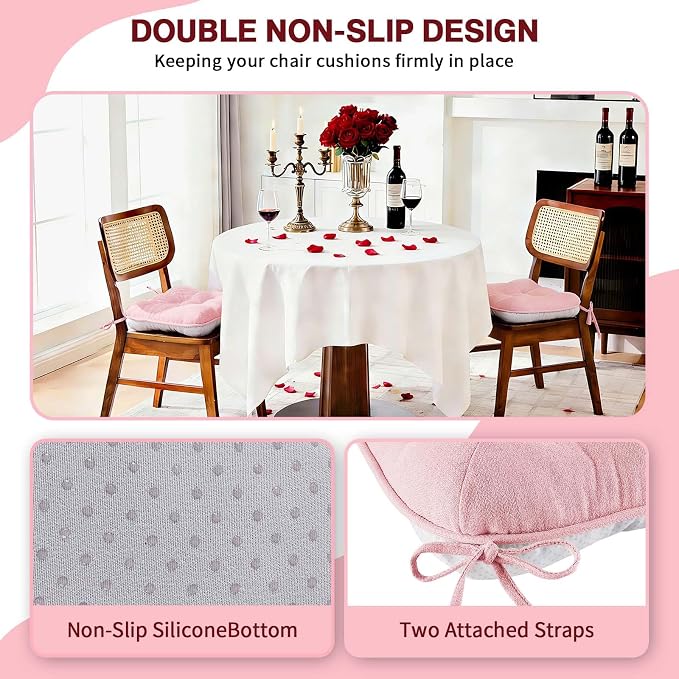 BETU Pink Chair Cushions for Dining Chairs Set of 6, 3.5" Thick Kitchen Table - Image 2