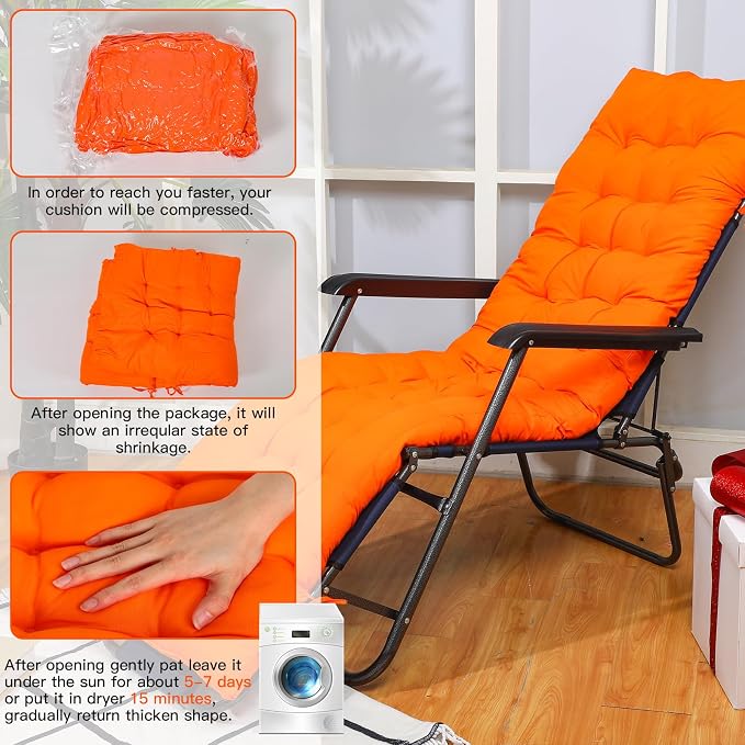 Bucherry 67 x 19 Inch Chaise Lounge Cushions Soft Lounge Chair Cushion Gravity - Image 3