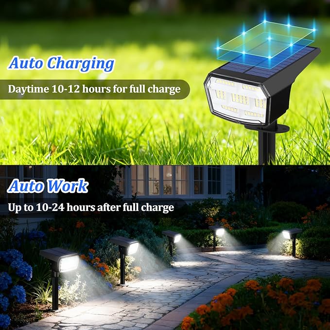 Sucolite 6-Pack Solar Spot Lights Outdoor Waterproof IP65, 3 Lighting Modes - Image 5