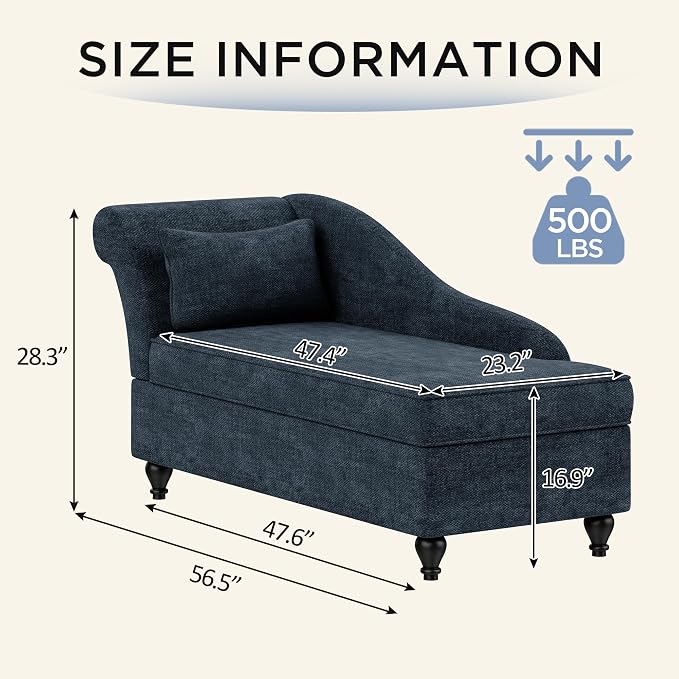Yongqiang Storage Chaise Lounge Indoor, Upholstered Chaise Lounge Chair - Image 2
