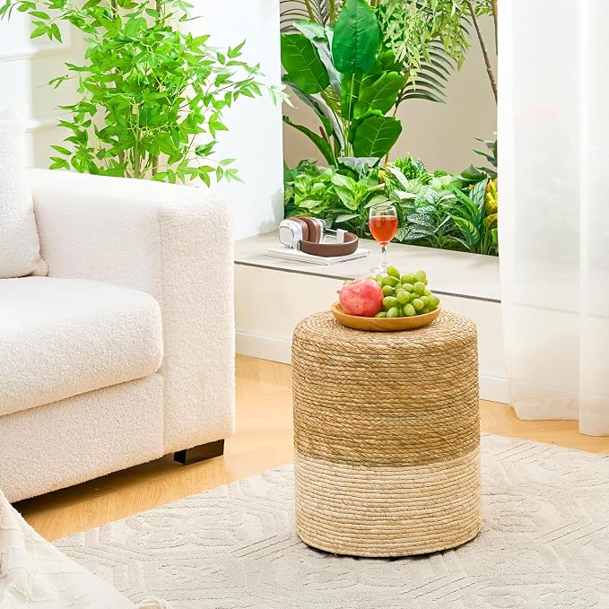 Wimarsbon Ottoman Poufs, 100% Natural Seagrass Pouffe, Hand Weave Round - Image 7