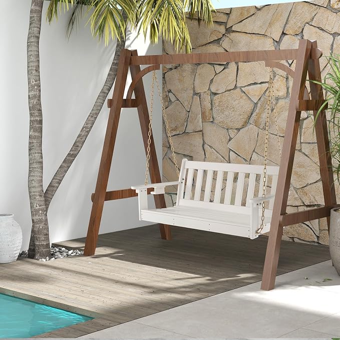 Tangkula 2 Person Hanging Porch Swing, Outdoor Bench Swing - Image 2