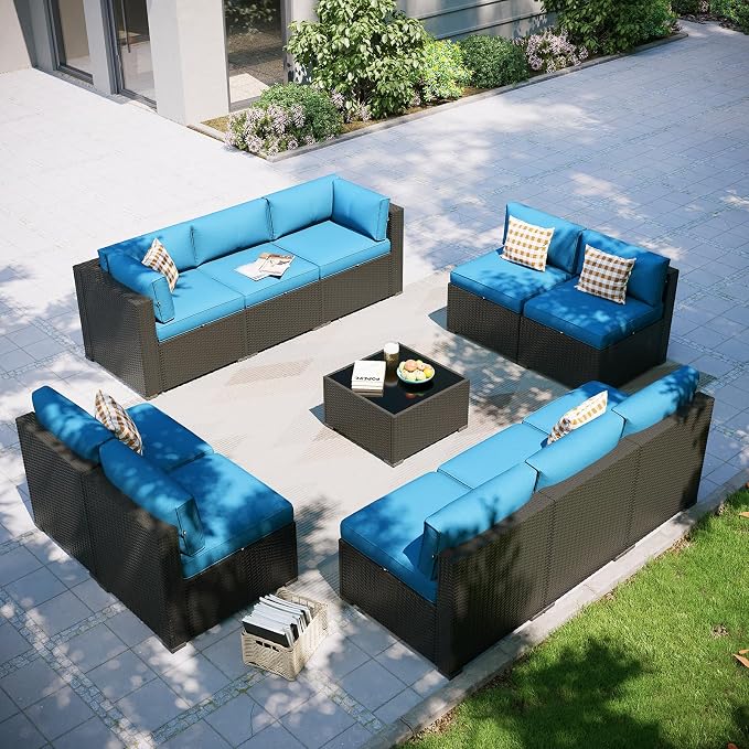 Aoxun Patio Furniture Set, 11 Piece Outdoor Sectional Sofas by Aoxun