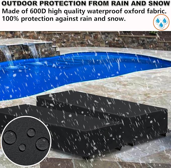 Waterproof Patio Lounge Chair Cover 1 Pack Outdoor Chaise Lounge Covers 600D - Image 6