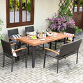 Tangkula 6 Pieces Wicker Patio Dining Set, Patiojoy Outdoor Dining Furniture w/ by TANGKULA