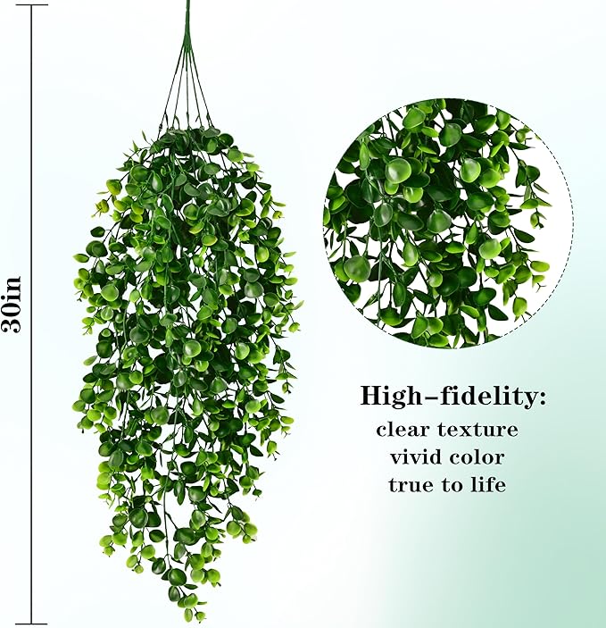 Waipfaru 8Pcs Fake Hanging Plants 2.7ft Fake Plants UV Resistant Fake Vines - Image 3