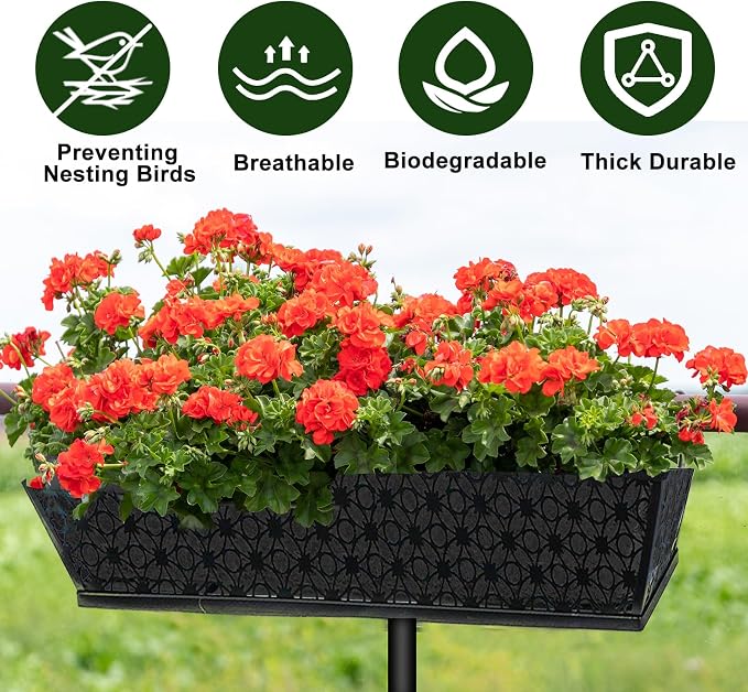 4PCS 24Inch Rectangle Window Box Liner Felt Planter Basket Liner Insert Black - Image 3