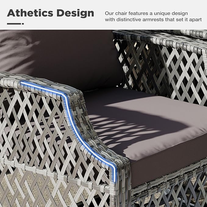 HOMREST 6 Piece Patio Furniture Set, Wicker Outdoor Conversation Sofa Set - Image 3
