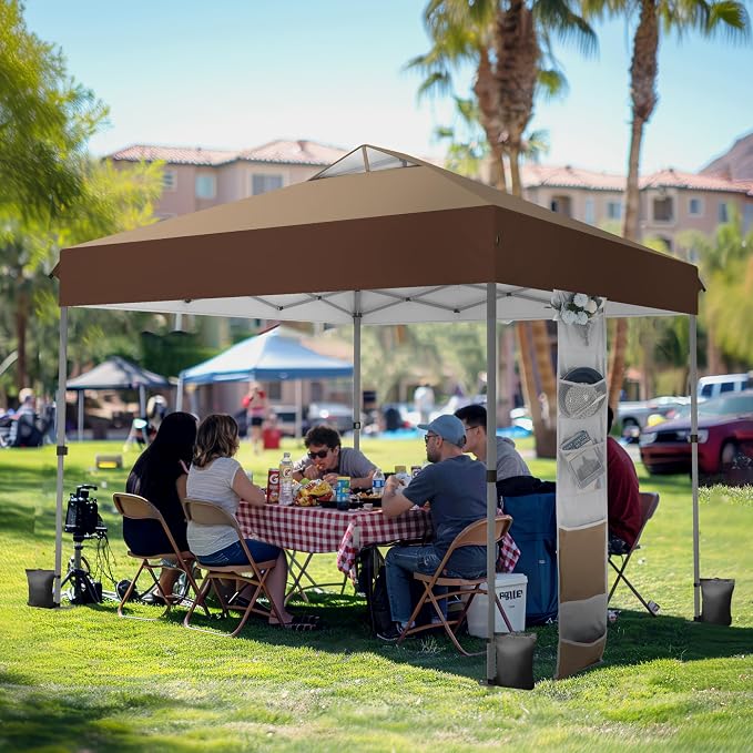 PHI VILLA 10x10ft 1-Person Setup Pop Up Canopy Tent Instant Portable Shelter w/ - Image 2