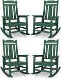 SERWALL HDPE Outdoor Rocking Chair Set of 4, Patio Rocking Chairs Set, Rocking by SERWALL