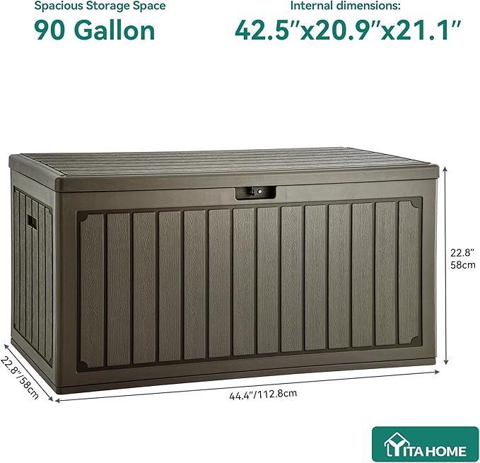 YITAHOME 90 Gallon Double-Wall Deck Box - Image 6