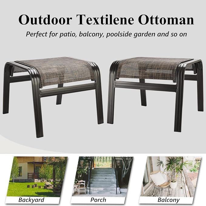 Outdoor Ottomans for Patio Footrest Metal Chairs Patio Footstools Furniture - Image 5