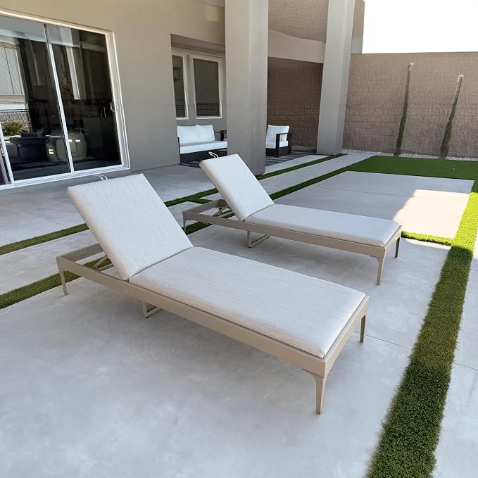PURPLE LEAF Outdoor Chaise Lounge Set of 2 Aluminum Adjustable Patio Lounger by PURPLELEAF