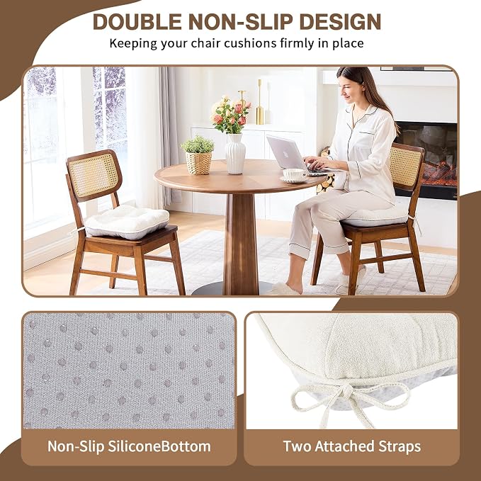 BETU White Chair Cushions for Dining Chairs Set of 6, 3.5" Thick Kitchen Table - Image 4
