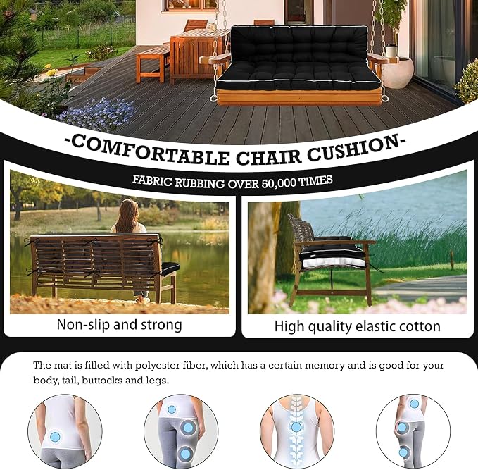 Outside Benches Cushion with Backrest, Thicken Waterproof Swing Cushions 2/3 - Image 2