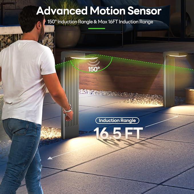 Solar Pathway Lights Outdoor 4Pack, 2 Color in 1 Motion Sensor Walkway Lights - Image 2