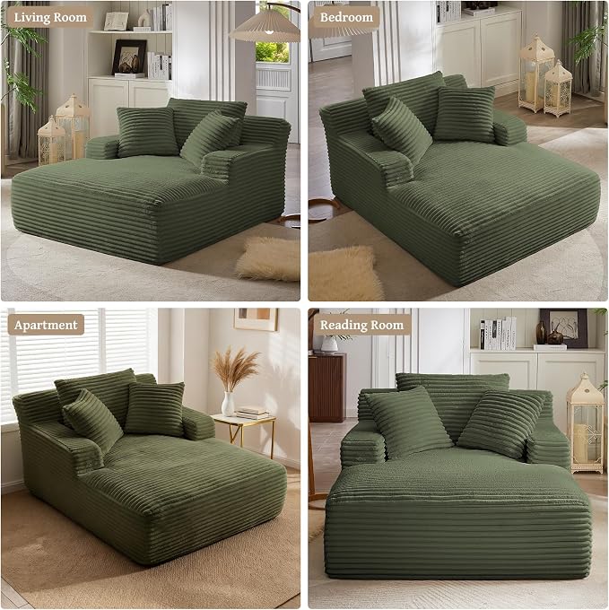 66" Chaise Lounge Chair Indoor, Oversized Boneless Couch Comfy Upholstered - Image 7