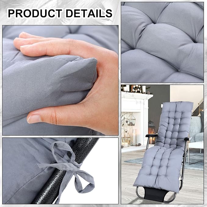 Bucherry 67 x 19 Inch Chaise Lounge Cushions Soft Lounge Chair Cushion Gravity - Image 3