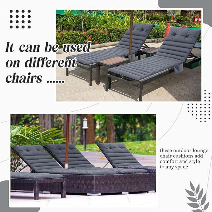 Kigley Outdoor Lounge Chair Cushions Set of 2, 72.8 x 24 x 2.3 Inch Patio - Image 6