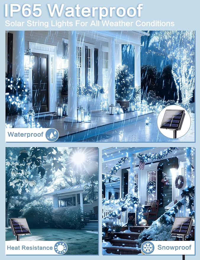Solar String Lights Outdoor, Upgraded 2-Pack 80FT 200 LED Solar Twinkle Light - Image 3