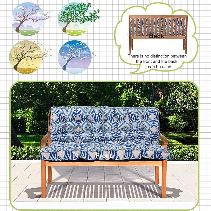 Waterproof Porch Swing Cushion Replacement, 2–3 Seat Swing Seat Cushion - Image 5