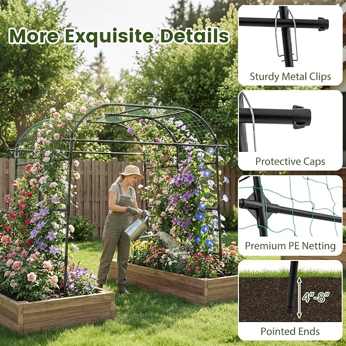 Happygrill Metal Garden Arch Trellis - Image 5