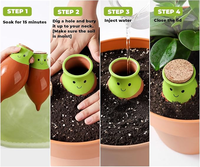 Ollas Plant Watering Globes. 2 Pcs Self Watering Planter Insert. Terracotta - Image 5