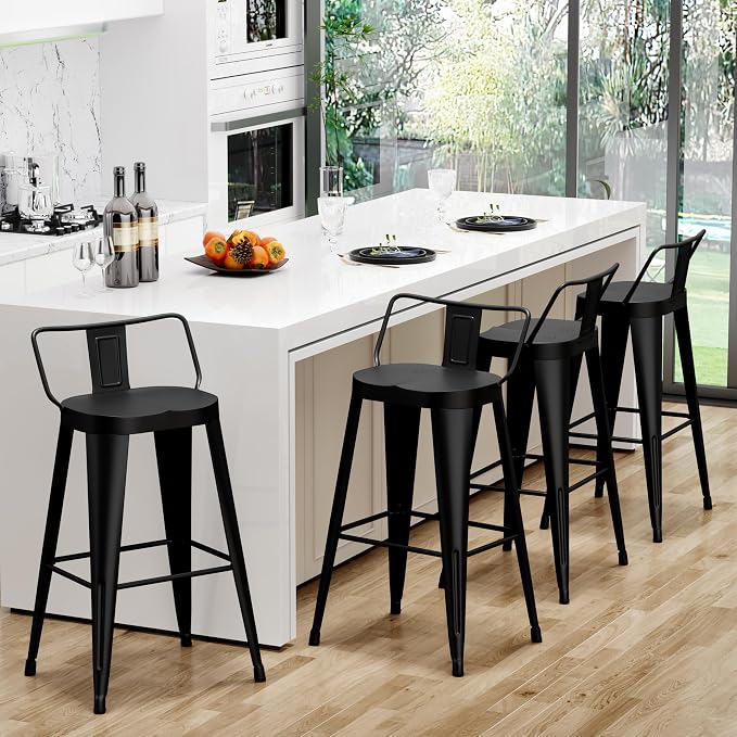 Aklaus Metal Bar Stools Set of 4 Counter Height Bar Stools - Image 9