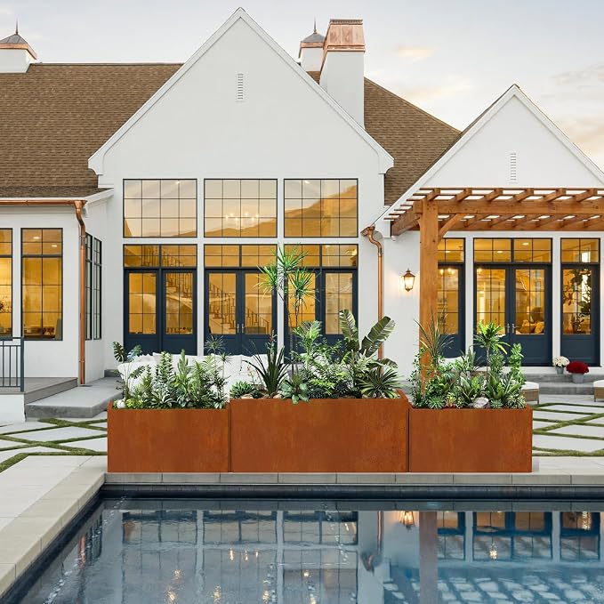 Co rten Steel Planter 36X15X15 inch Large Rectangular Planter Box Rustic Style - Image 2
