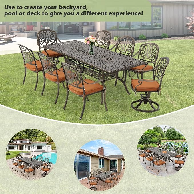9-Piece Outdoor Dining Set All Aluminum Patio Table and Chairs Set - Image 7