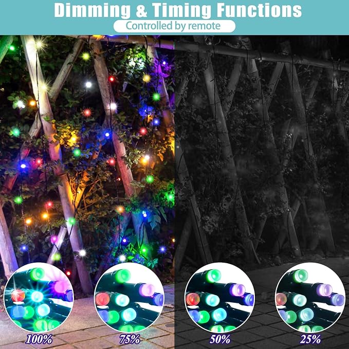 LitHome 100 LED Solar Christmas String Lights Outdoor, 33FT 34Colors Changing - Image 5