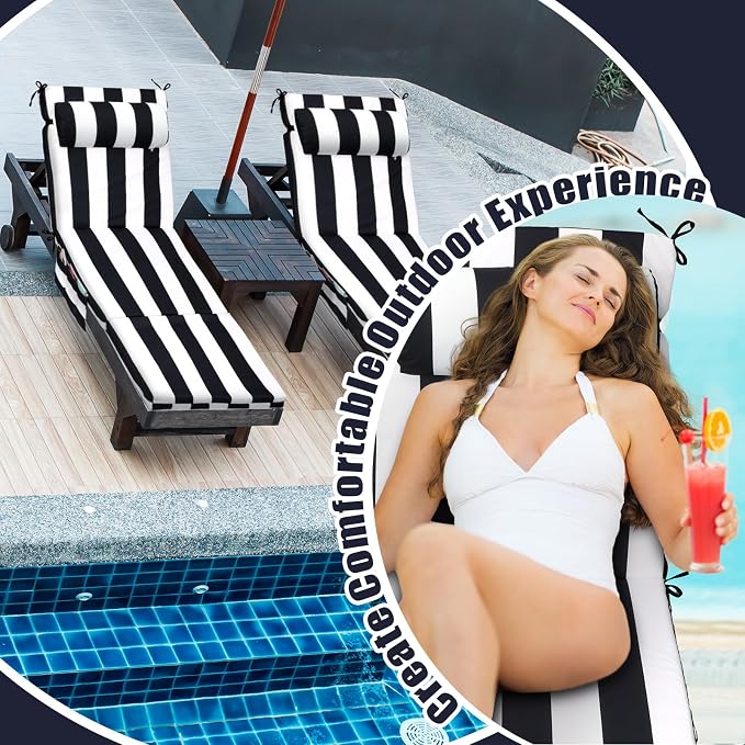 RattanView 2 Pcs Outdoor Chaise Lounge Cushion - Image 6