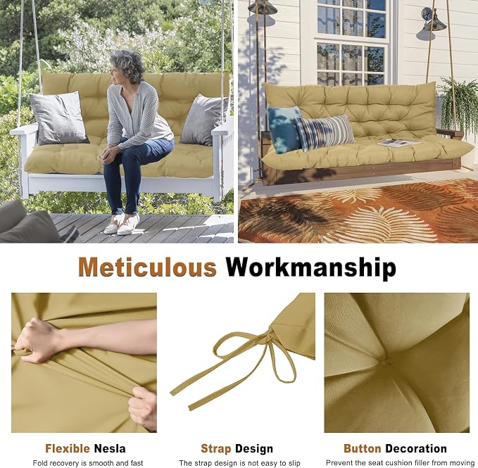 2-3 Seat Swing Replacement Cushion, Outdoor Bench Cushions - Image 4