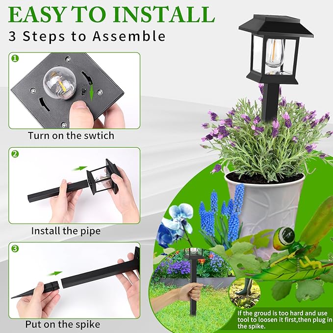 Greluna Solar Lights Outdoor, 12 Pack 3000K Waterproof Auto On/Off Solar - Image 5