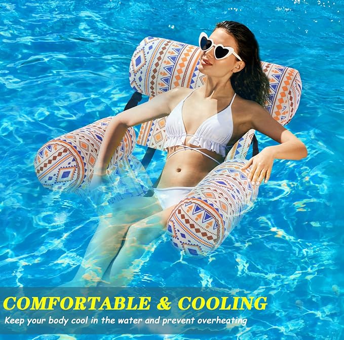 2 Pack Inflatable Pool Float for Adult Adjustable Hammock Float Chair Fabric - Image 5
