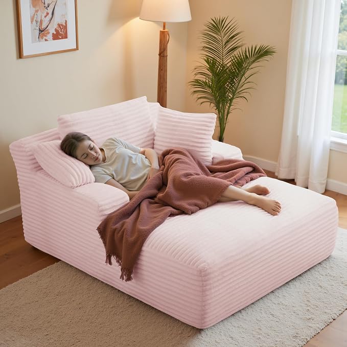 51'' Oversized Chaise Lounge Chair Indoor, Non-Assembly Deep Seat Sofa Bed by Luxanimarion