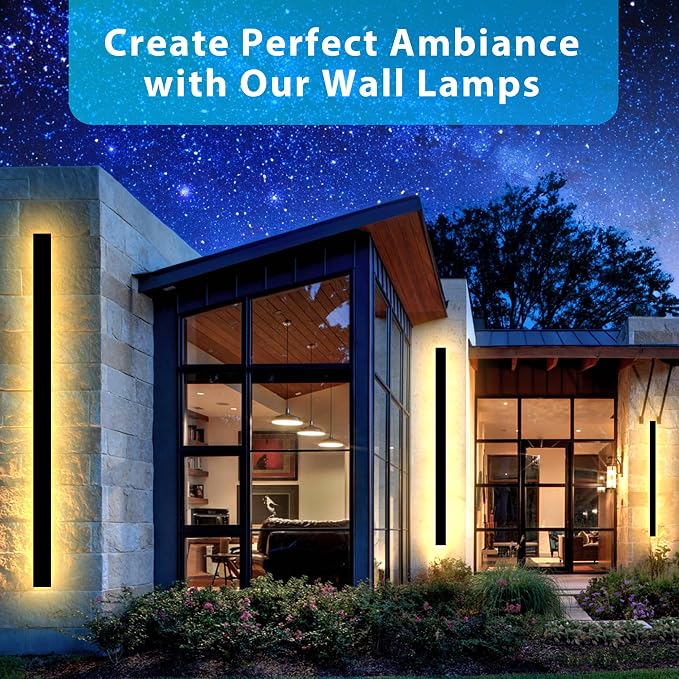 Outdoor Wall Light LED Long Wall Sconce 45.28in Ip65 Waterproof Black Modern - Image 2