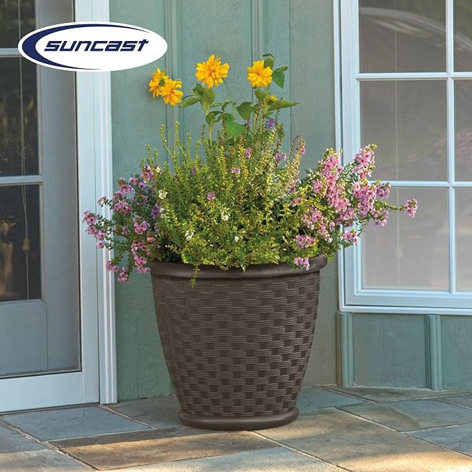 Suncast 4 Pack Sonora 18 Inch Lightweight Durable Plastic Wicker Decorative - Image 5