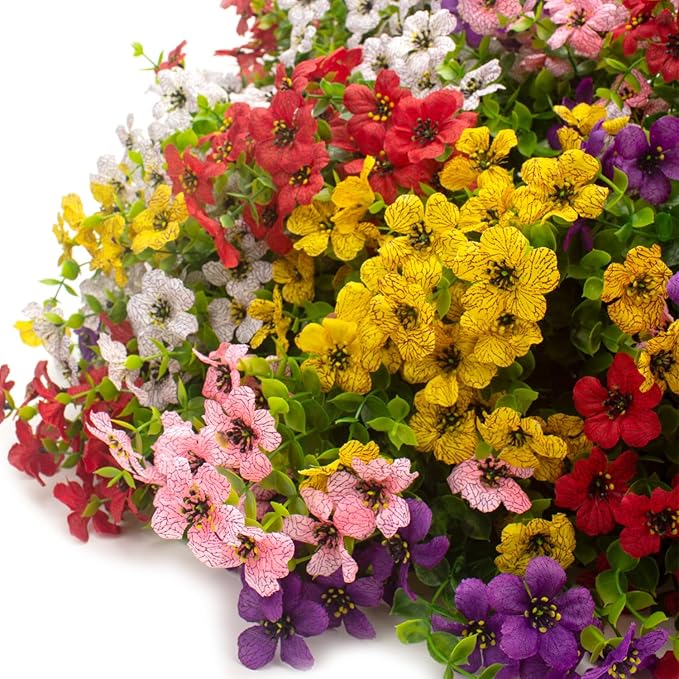 20 Bundles Artificial Flowers for Outdoors, UV Resistant Fake Plants Flowers - Image 3
