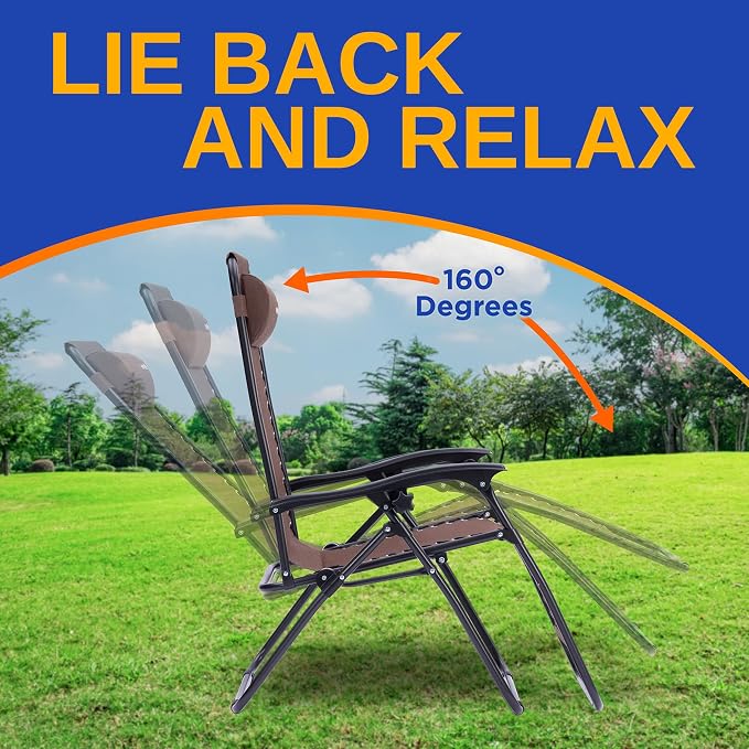 SereneLife Outdoor Zero Gravity Lounge Chair Set - Image 3