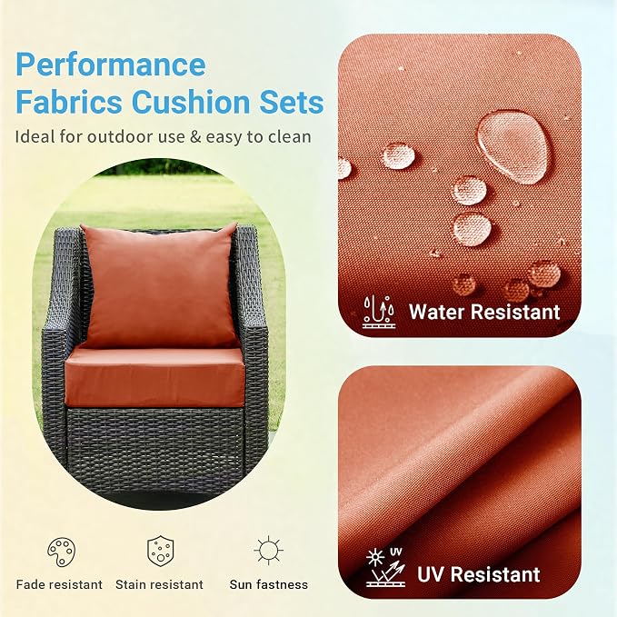 Outdoor Cushions for Patio Furniture, Outdoor Seat Cushion Set 24 x 24 x 4 Inch - Image 3