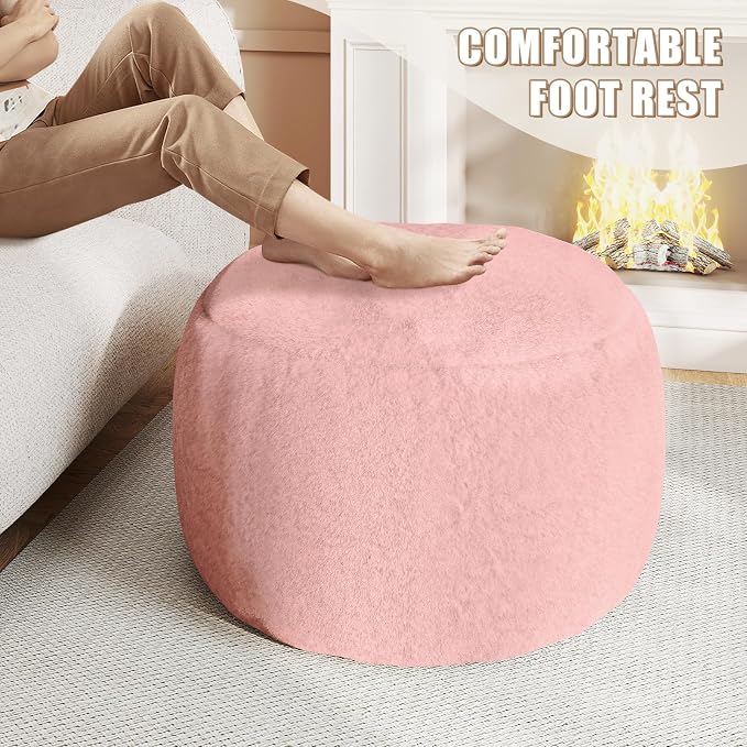 Round Stuffed Pouf Ottoman for Foot Rest, A Round Modern Foam Filled Poufs - Image 3