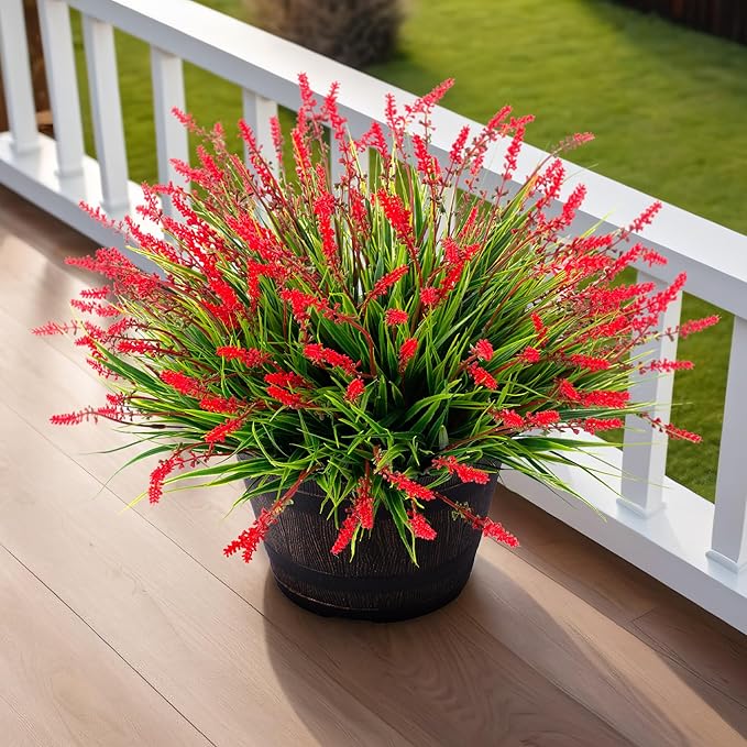 Artificial Faux Plants Flowers for Outdoor Decorations, Fake Monkey Grass for - Image 2